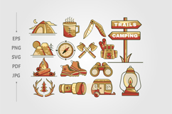 set of travel camp cartoon logo vector illustration design Product Image 1