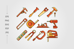 set of carpenter tool cartoon icon vector design Product Image 1