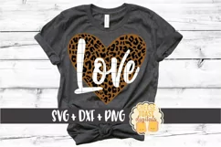 Love Leopard Print Heart - Valentine SVG PNG DXF Cut Files Product Image 1