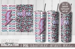 Girl Mom Pink &amp; Blue Leopard Sublimation Tumbler Wrap Png Product Image 1