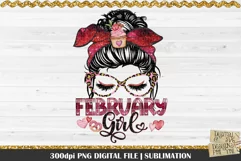 February Girl PNG Design. 300dpi PNG Digital File for sublimation, iron-on transfer, DTG printing or other print projects.