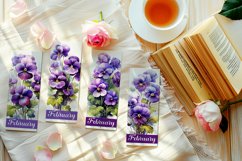 Floral Bookmark, February Bookmark, Violets Bookmarks, s2 Product Image 2