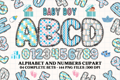 Baby Boy Alphabet PNG Clip Art, baby boy letters doodle Product Image 1