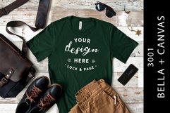 Forest Bella Canvas 3001 Male T-Shirt Mockup Mens Flat Lay Product Image 1