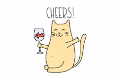 Cat SVG, Cute Cat Cut File, Kitten SVG. Glass of wine. Product Image 3
