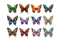 Gemstone Butterfly Clipart PNG Set Product Image 2