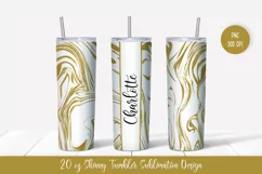20oz Skinny Tumbler Sublimation Design. Gold Marble v.1 Product Image 1