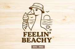 Feelin’ Beachy SVG Funny Goose Beach SVG with Ice Cream PNG Product Image 1