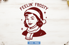 Feelin’ Frosty SVG Funny Retro Christmas PNG | Vintage Print Product Image 1