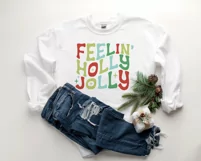 Feelin' Holly Jolly SVG cut file - Retro Christmas shirt svg Product Image 4