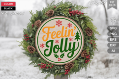 Feelin&#039; Jolly SVG | Christmas Round Sign SVG | Xmas SVG Product Image 1