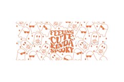 feeling cute kinda spooky halloween libbey beer can glass full wrap svg presized template for 16oz and 20oz glass for Cricut Silhouette and sublimation
