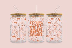 feeling cute kinda spooky halloween libbey beer can glass full wrap svg presized template for 16oz and 20oz glass for Cricut Silhouette and sublimation