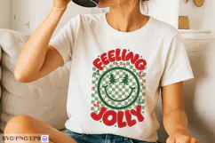 Feeling Jolly Christmas SVG PNG Retro Smiley Face Holiday Product Image 2