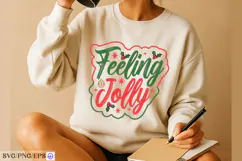 Feeling Jolly Christmas SVG PNG T-shirt Design Product Image 3
