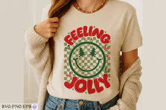 Feeling Jolly Christmas SVG PNG Retro Smiley Face Holiday Product Image 4