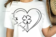 Girls St Patricks Day SVG, Lucky Shamrock Heart Svg, Clover Product Image 1