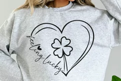 Girls St Patricks Day SVG, Lucky Shamrock Heart Svg, Clover Product Image 3