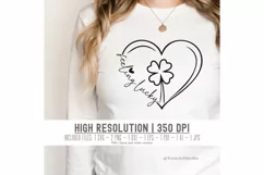 Girls St Patricks Day SVG, Lucky Shamrock Heart Svg, Clover Product Image 4