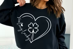 Girls St Patricks Day SVG, Lucky Shamrock Heart Svg, Clover Product Image 5