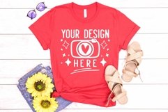 Bella Canvas 3001 Heather Red Mockup, Unisex Tshirt Mockup Product Image 1