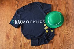 Black shirt Mockup, St Patricks Day green irish flatlay Product Image 1