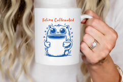 Cat &amp; Coffee Doodle lineart Clipart SVG | PNG | EPS Product Image 4