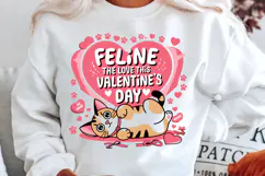 Feline The Love This Valentine’s Day Sublimation PNG Design Product Image 2