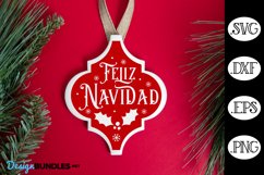 Feliz Navidad Tile Ornament SVG | Christmas Spanish SVG Product Image 1