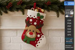 Felt Christmas Stocking | Decorative Christmas Sock | Deer Product Image 1