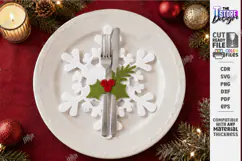 Christmas Felt Cutlery Holder | Snowflake | Holiday Decor Product Image 1
