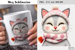 Pastel Felted Funny Cat|Cute Merry Christmas Mug Product Image 2