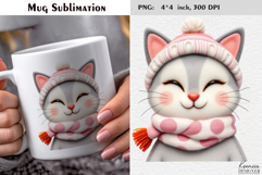 Pastel Felted Funny Cat|Cute Merry Christmas Mug Product Image 1