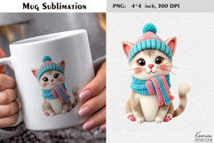 Pastel Felted Funny Cat|Cute Merry Christmas Mug Product Image 1
