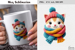 Pastel Felted Funny Cat|Cute Merry Christmas Mug Product Image 1