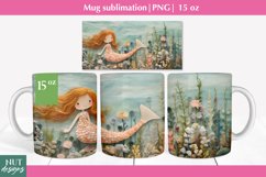 Felted 3d mug wrap, Mermaid mug sublimation, Mug 15oz Product Image 1