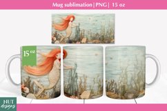 Felted 3d mug wrap, Mermaid mug sublimation, Mug 15oz Product Image 1