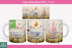 Felted 3d mug wrap, Spring mug sublimation, Cute Mug 15oz Product Image 1