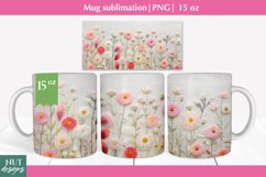 Felted 3d mug wrap, Floral mug sublimation, 15oz Mug wrap Product Image 1