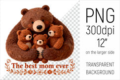 Felted Teddy Bear Family Clipart. Ideal for sublimation, print-on-demand, greeting cards, mugs, pillows, wall art, baby shower gifts, and Mothers Day projects.