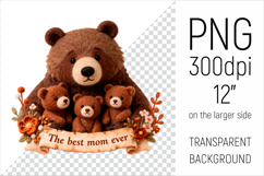 Felted Teddy Bear Family Clipart. Ideal for sublimation, print-on-demand, greeting cards, mugs, pillows, wall art, baby shower gifts, and Mothers Day projects.