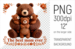 Felted Teddy Bear Family Clipart. Ideal for sublimation, print-on-demand, greeting cards, mugs, pillows, wall art, baby shower gifts, and Mothers Day projects.
