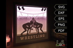 Girls Wrestling Shadow Box Svg Design | Paper Cut Template Product Image 5