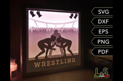 Girls Wrestling Shadow Box Svg Design | Paper Cut Template Product Image 5