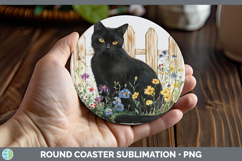 GorgeousFence Cats Round Coaster design.
