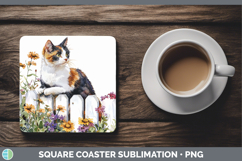 GorgeousFence Cats Square Coaster design.