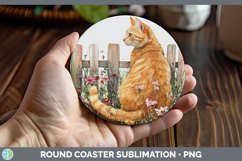 GorgeousFence Cats Round Coaster design.