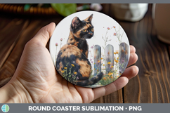 GorgeousFence Cats Round Coaster design.