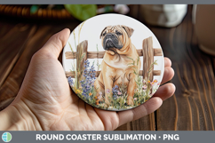 GorgeousFence Dogs 01 Round Coaster design.