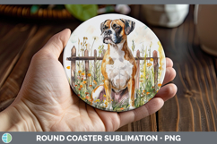 GorgeousFence Dogs 02 Round Coaster design.